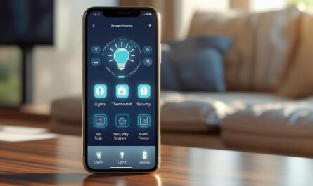 Image of a smartphone displaying a user-friendly app interface for controlling smart home devices.